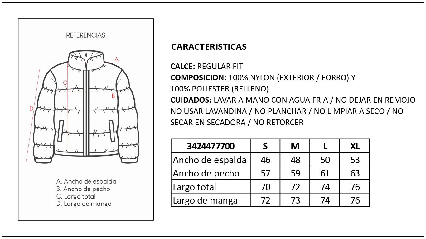 Tabla de Medidas Campera Mabillon Britches